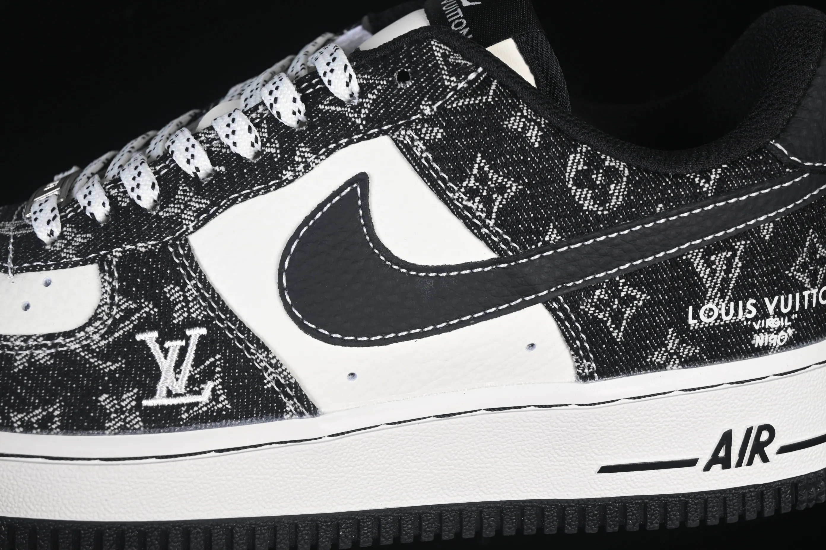 All categories Nk Air Force 1 Air Force series Nk Air Force 1 Low Air Force low-top Nike Air Force 1'07 Low LV joint white and black denim Air Force 1 low-top casual sneakers NH0601-579